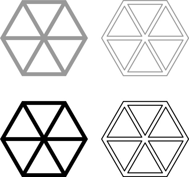黑色抽象立方体六边形盒子图标集图片下载
