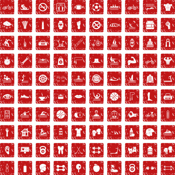 100个男性健康图标设置垃圾摇滚红色图片下载