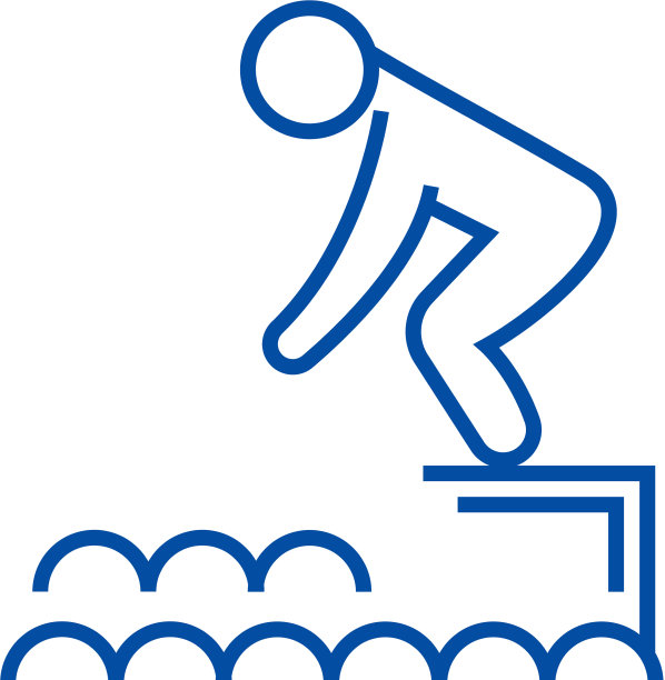 跳入水中游泳池线图标概念图片下载