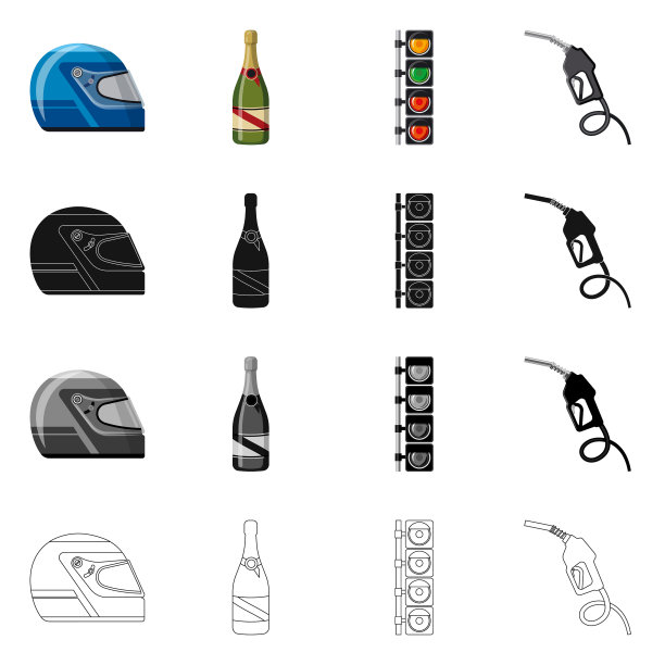 汽车和拉力赛图标收集的孤立对象图片下载