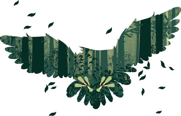 猫头鹰与抽象的森林景观图片下载