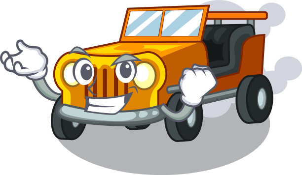 成功的吉普车造型吉祥物图片下载