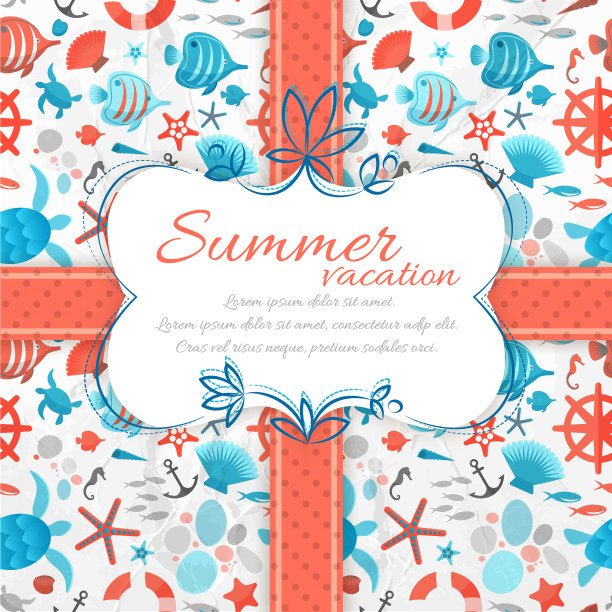 带丝带的夏日复古标签图片下载