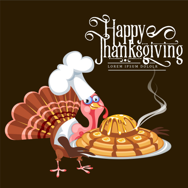 卡通感恩节火鸡人物在烹饪图片下载