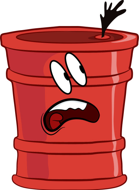 红色的桶里有油漏出来图片下载
