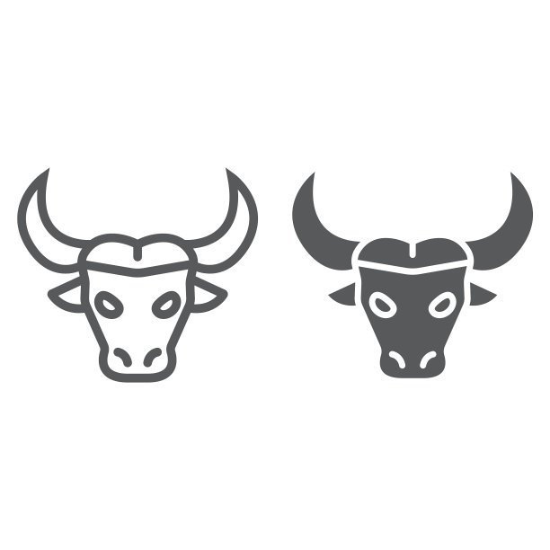 水牛线和字形图标动物和动物园图片下载