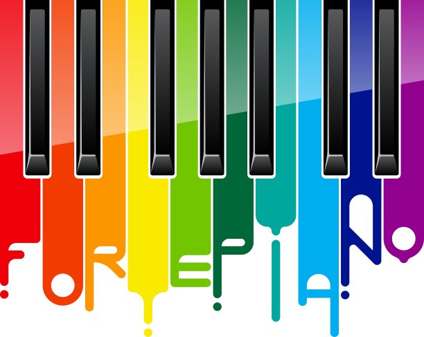 彩虹古钢琴键盘图片下载