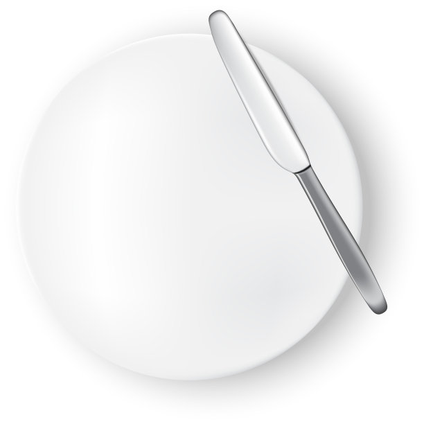 白色盘子和金属餐刀图片下载