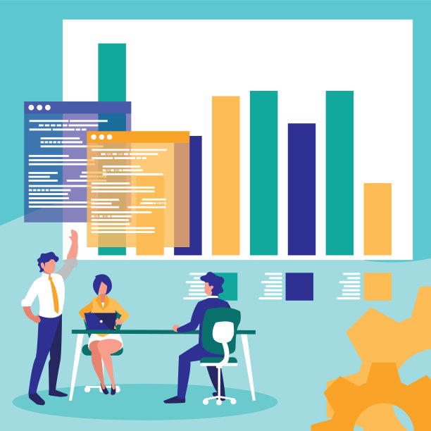 一组商业人士与统计图表图片下载