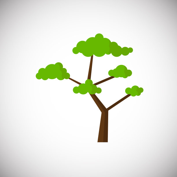 白色背景上的绿色扁平树图片下载
