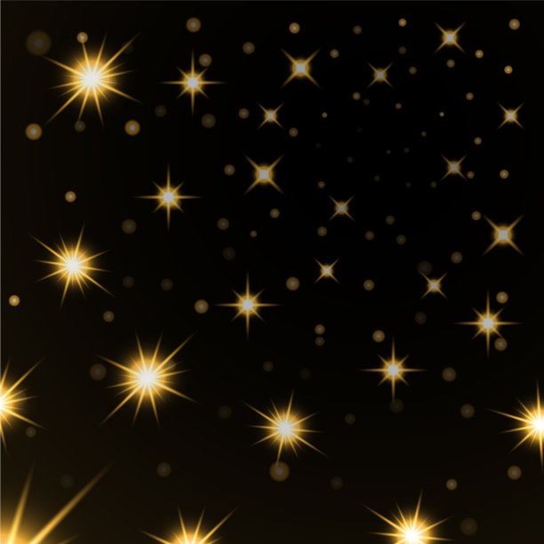黑色背景上的金色星光图片下载