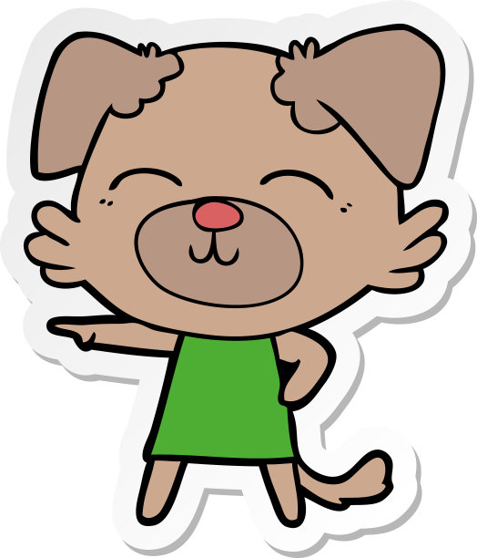穿着衣服的卡通狗的贴纸图片下载