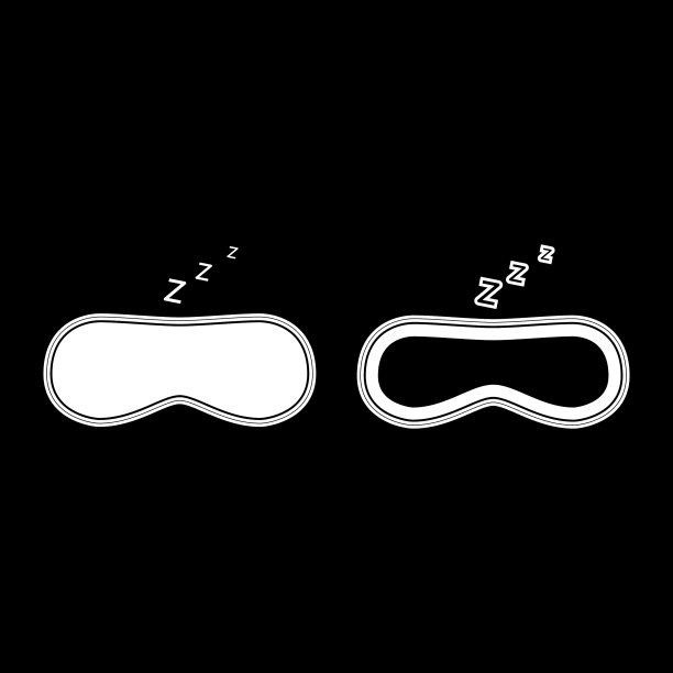 睡眠面罩图标集合白色扁平风格图片下载