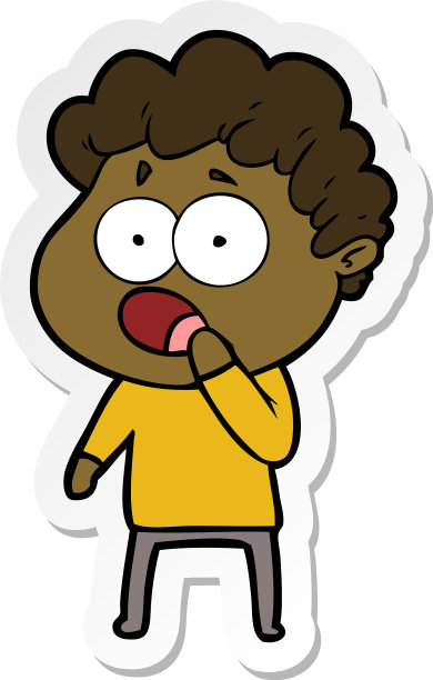 一张卡通人物的贴纸，惊讶地喘着气图片下载