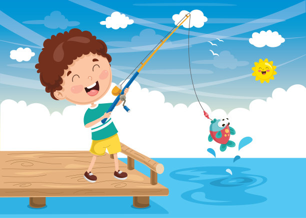 孩子捕鱼图片下载