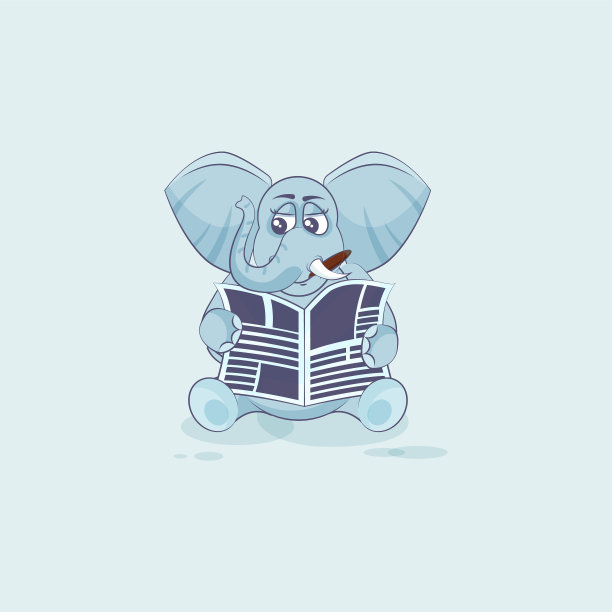 大象叼着雪茄看报纸图片下载