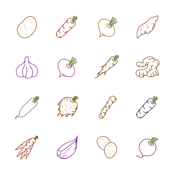 蔬菜偶像-土豆、胡萝卜和大蒜图片下载