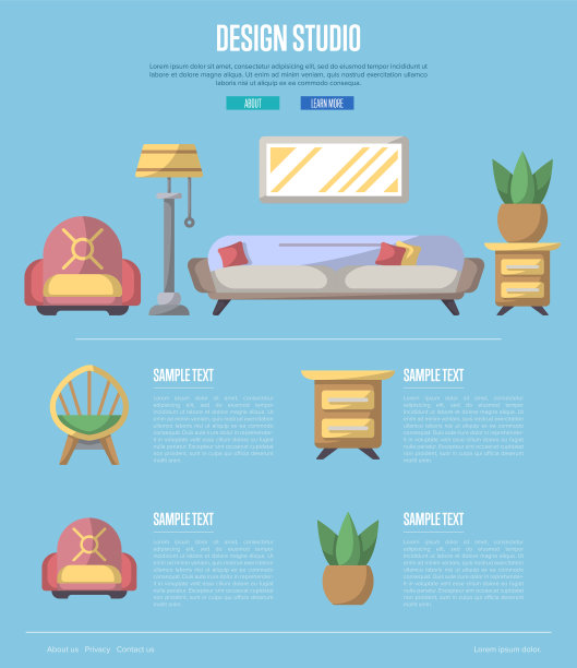 设计工作室海报的扁平风格图片下载