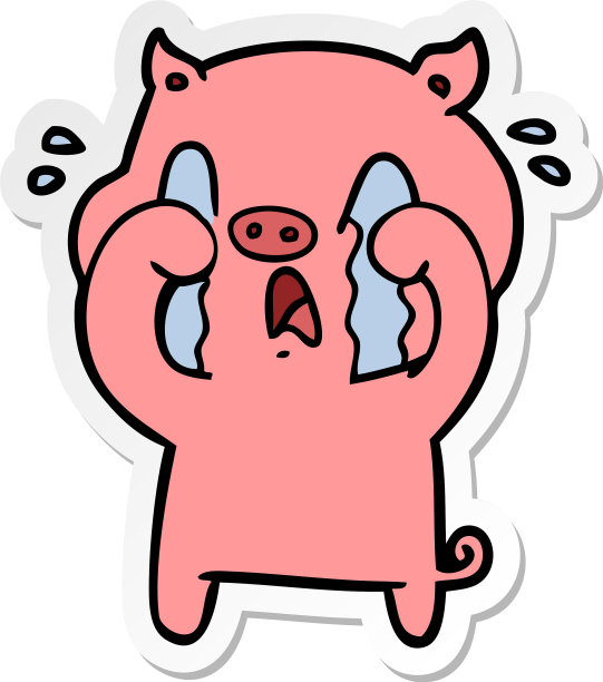 一个哭泣的小猪卡通贴纸图片下载