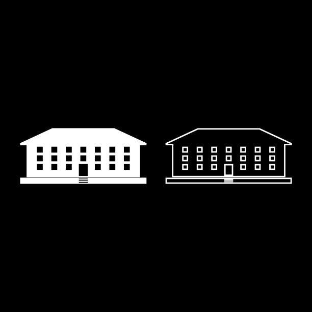 白色扁平风格学校建筑图标合集图片下载