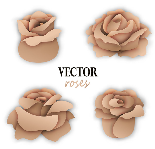 四朵金色纸制玫瑰图片下载