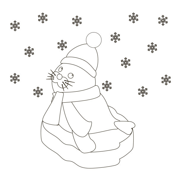 海豹宝宝在浮冰上涂色图片下载