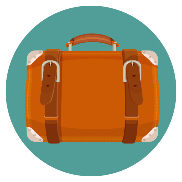 皮箱在圆形蓝色按钮隔离图片下载