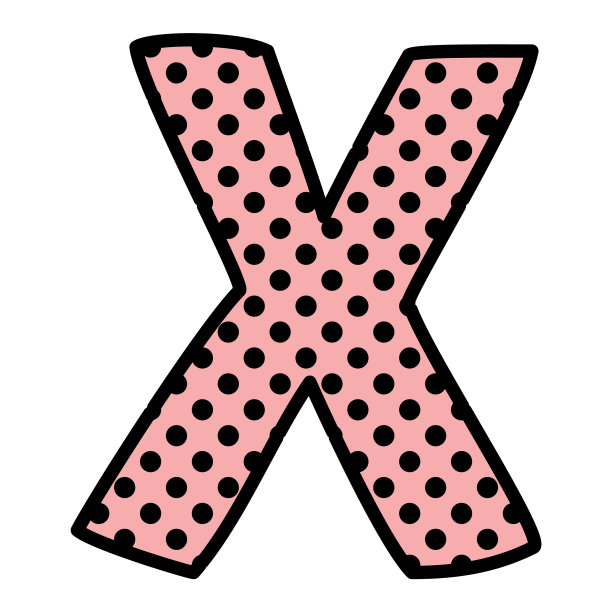 X字母与黑色圆点在粉红色图片下载