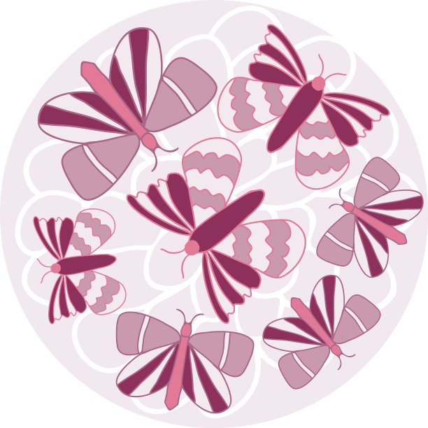 粉色和紫色蝴蝶安置印花图片下载