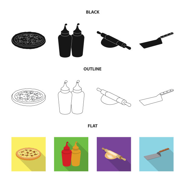 孤立的披萨和食物象征图片下载