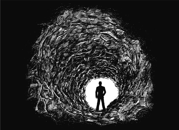 岩洞隧道艺术画图片下载