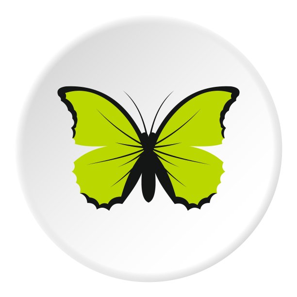 小绿色蝴蝶图标扁平化风格图片下载