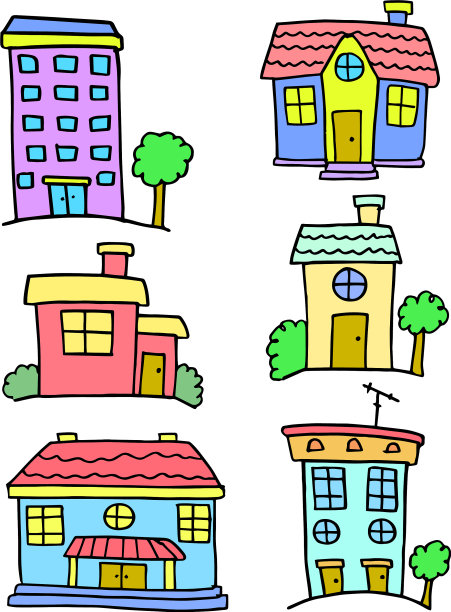彩色房屋涂鸦图案图片下载