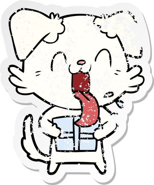 心疼贴纸上的一只卡通喘气的狗图片下载