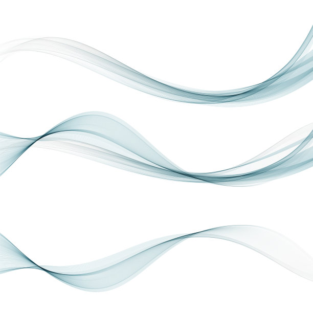 抽象的蓝色波设置在透明的背景图片下载