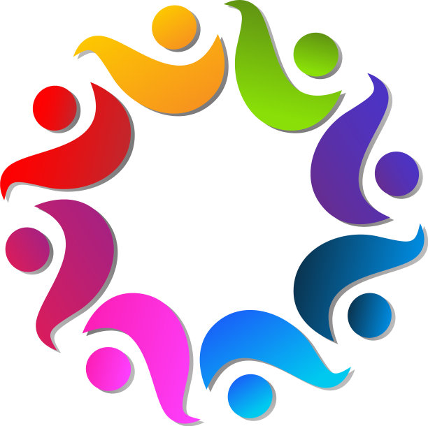 团队五颜六色的人一起工作的图标图片下载