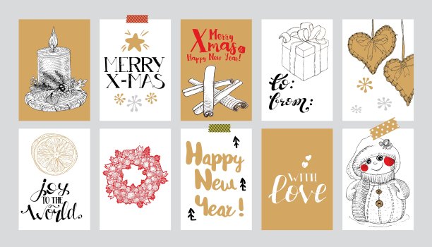 圣诞礼品标签套装图片下载