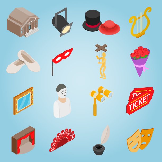 剧场设置图标等距3d风格图片下载