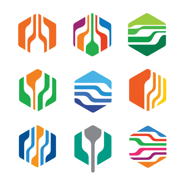 抽象六边形logo模板设计图片下载