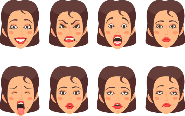 Woen的面部手势设置图片下载