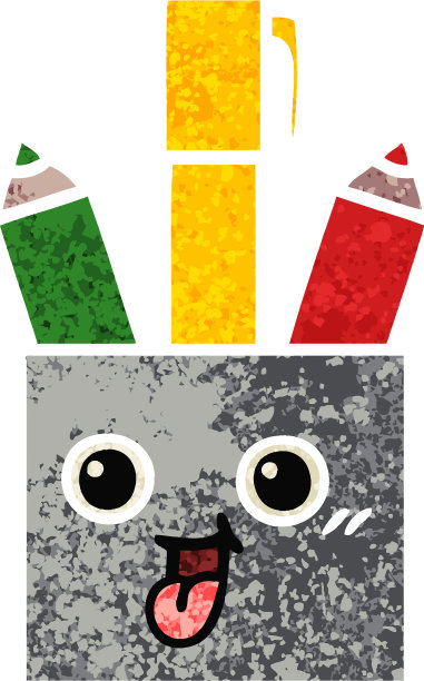 复古风格的卡通笔筒图片下载