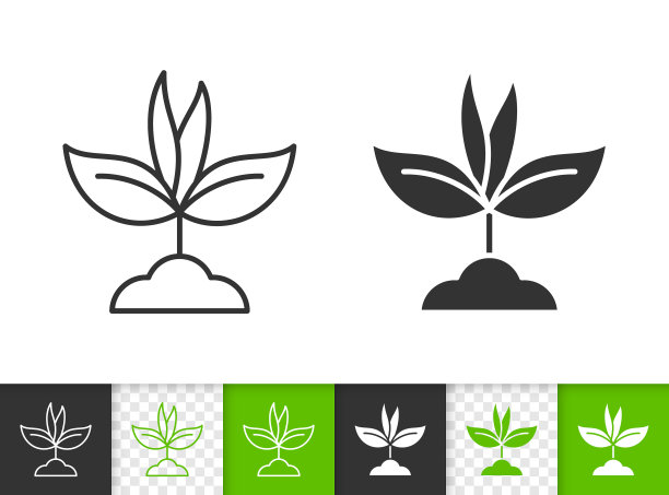 黑色线条的简单嫩芽图标图片下载