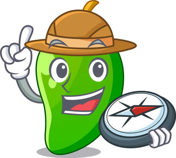 探险家绿色的芒果在卡通的形状图片下载