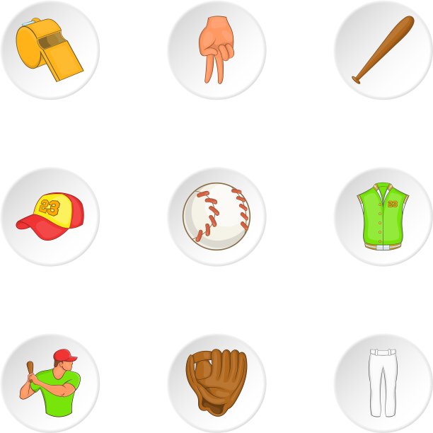 运动与蝙蝠图标设置卡通风格图片下载