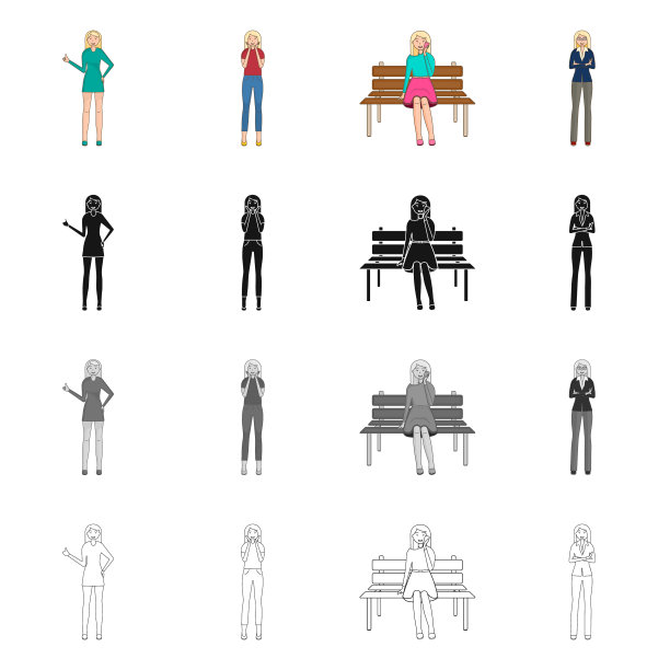 设计姿态和情绪的标志集图片下载