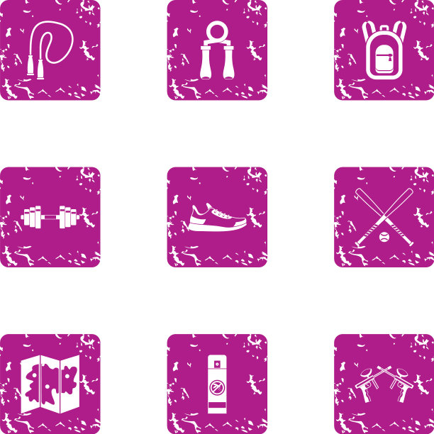 徒步健身图标设置垃圾摇滚风格图片下载