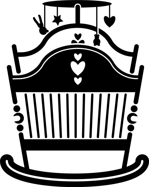 婴儿摇床图标简单的风格图片下载