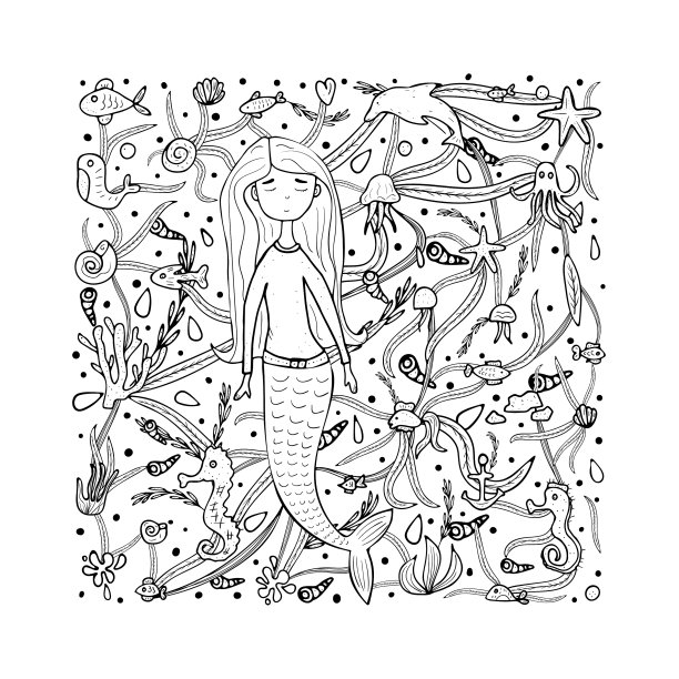 美人鱼和海洋布景图片下载