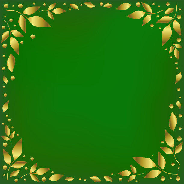 绿色的背景和金色的叶子图片下载