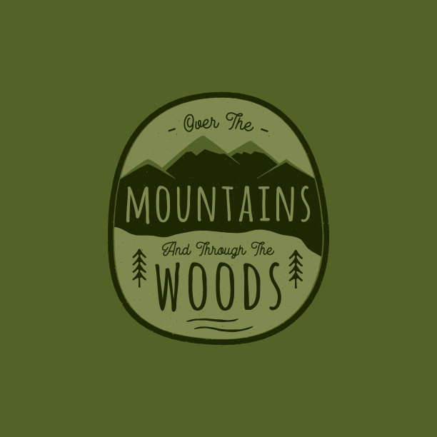 手绘冒险标志与山松图片下载